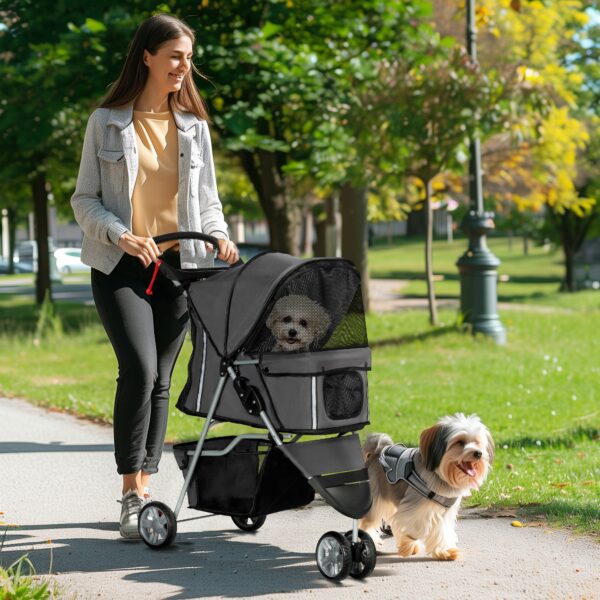 foldable dog stroller with mesh windows