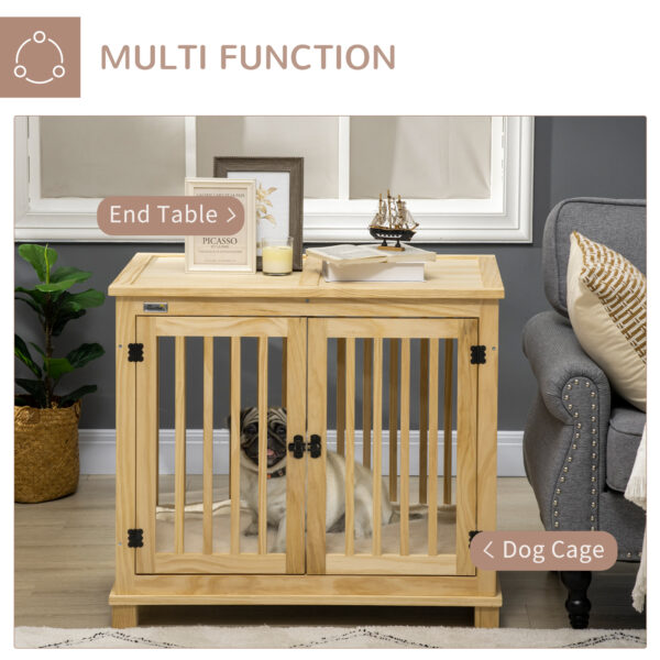 Indoor Wooden Dog Kennel Table Natural Finish