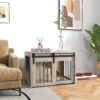 brown wooden dog crate furniture indoor