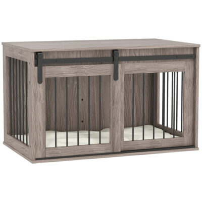 large dog crate furniture with removable cushion brown