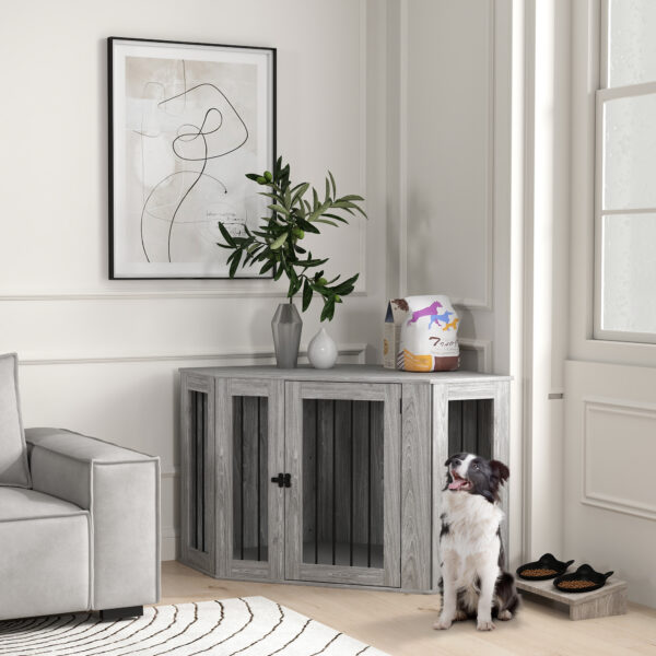 modern grey dog crate furniture indoor