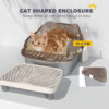 large stainless steel cat litter box with lid black
