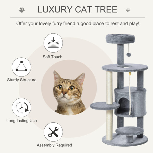 multi level cat tree with toy ball