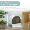 spacious hooded cat litter box grey