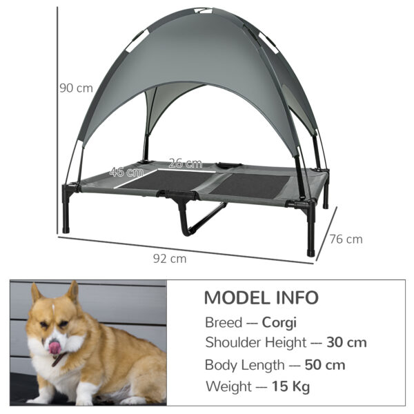 Outdoor dog cot with sun shade canopy for large dogs