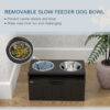 dog feeding cabinet with stainless steel bowls