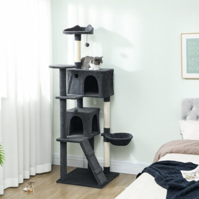 pawhut cat tree with hammock and scratching posts