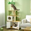 Indoor cat furniture with enclosed litter box, ladder and scratching posts