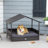 pawhut wicker dog house with cushion