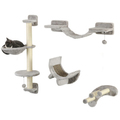 grey wall mounted cat furniture set