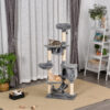 Indoor cat activity centre with plush perches and hanging toy