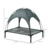 Outdoor cooling dog bed with sun shade canopy