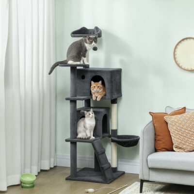multi level cat tower dark grey