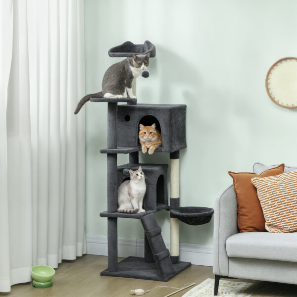 multi level cat tower dark grey