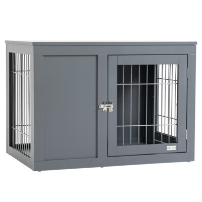 Dog Crate Furniture End Table Grey