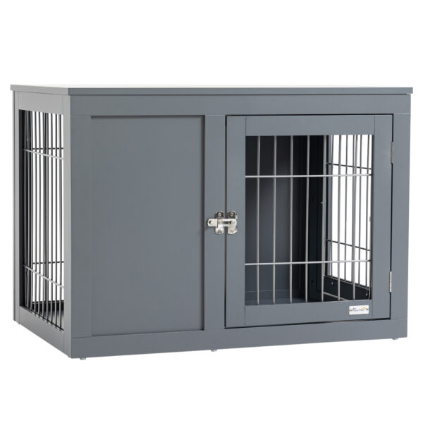 Dog Crate Furniture End Table Grey