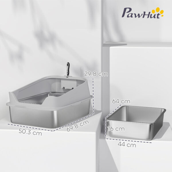 metal cat litter box with scoop