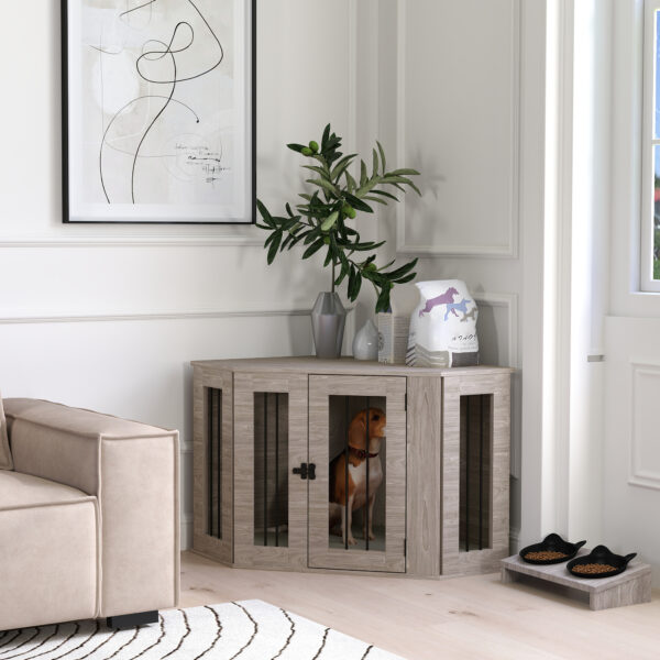 walnut brown dog crate furniture indoor