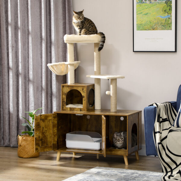 Multi‑function cat furniture with scratching post and cosy cat house