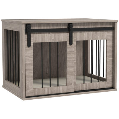 dog crate furniture with removable cushion brown