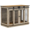 large dog crate furniture oak tone