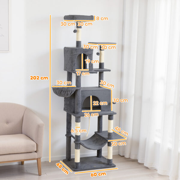 multi level cat climbing tower dark grey