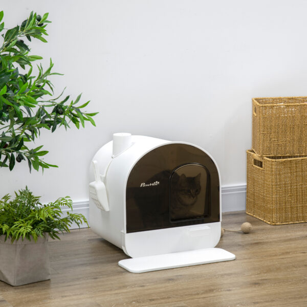 cat litter box with scoop and filter tray