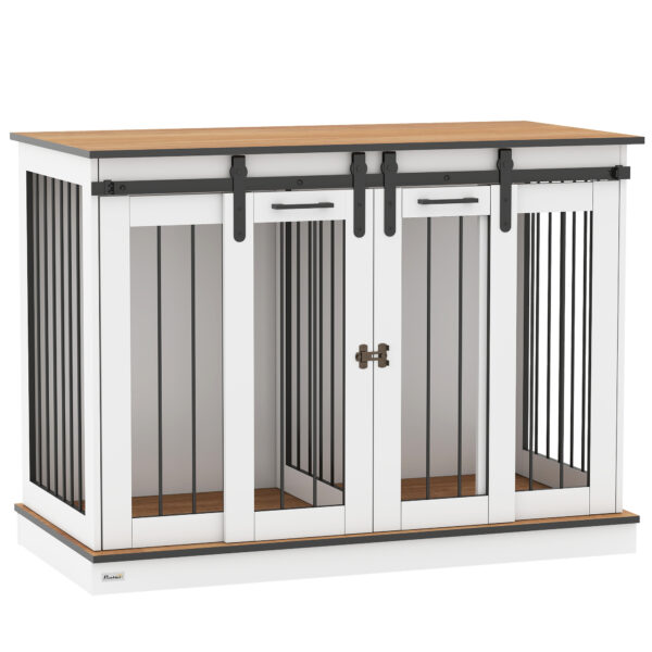 Large Dog Crate Furniture with Divider Grey