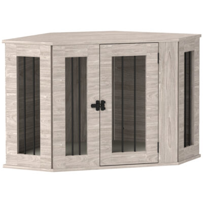 dog crate furniture side table with cushion walnut brown