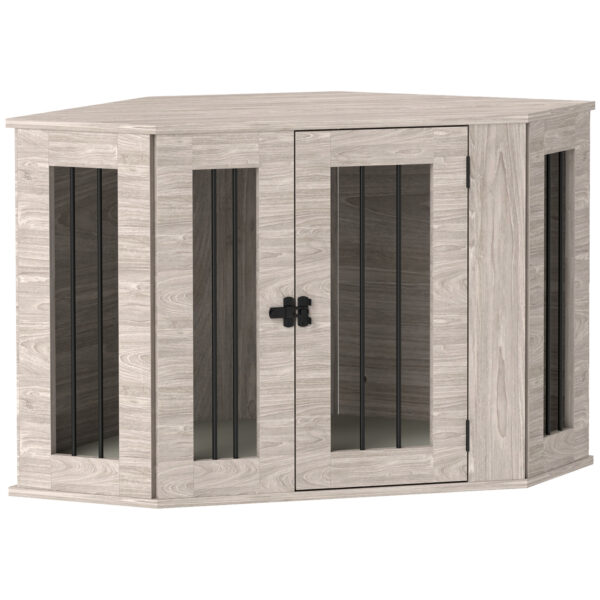 dog crate furniture side table with cushion walnut brown