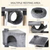 Grey cat tower for multiple cats and kittens indoor play