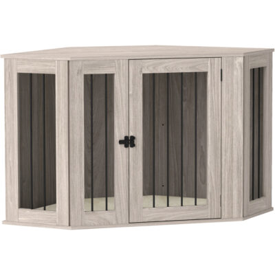 wooden dog crate furniture side table walnut