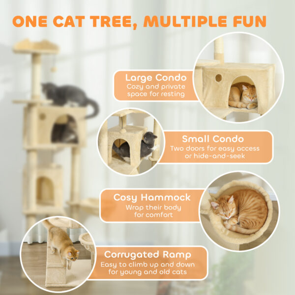 large indoor cat tree furniture beige