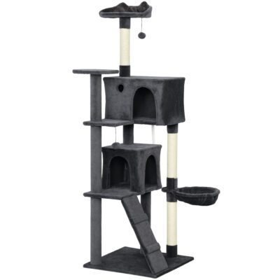 180cm large cat tree tower with condos dark grey