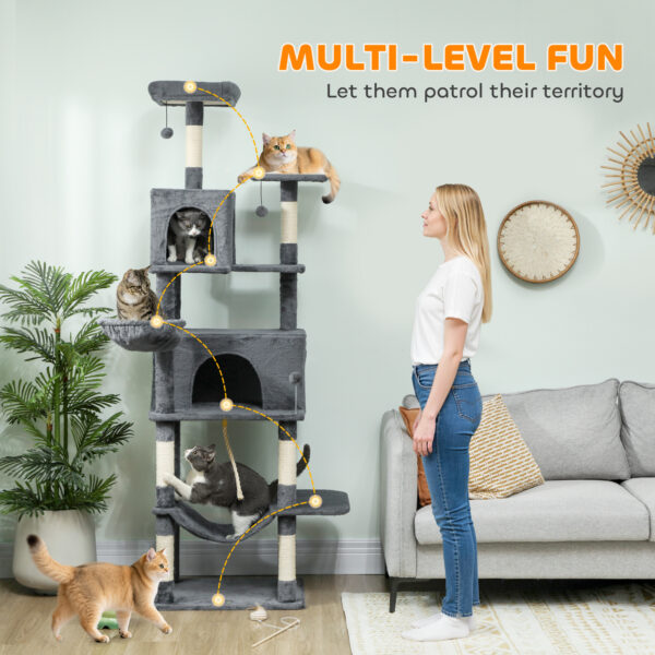 multi level cat climbing tower dark grey