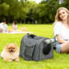 portable cat carrier with shoulder strap dark blue