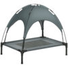 Elevated dog bed with canopy grey medium size