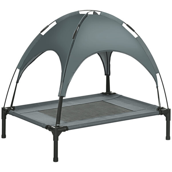 Elevated dog bed with canopy grey medium size