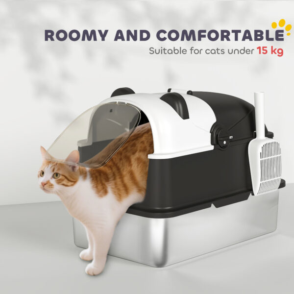 enclosed litter box with entry step filter
