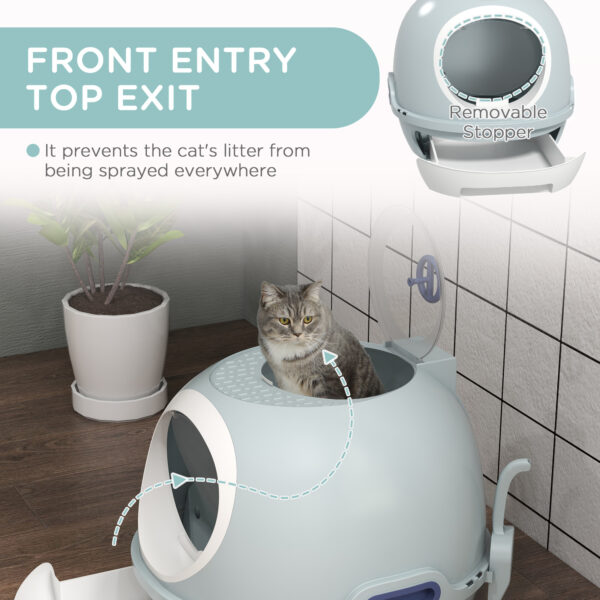 indoor cat toilet litter box blue