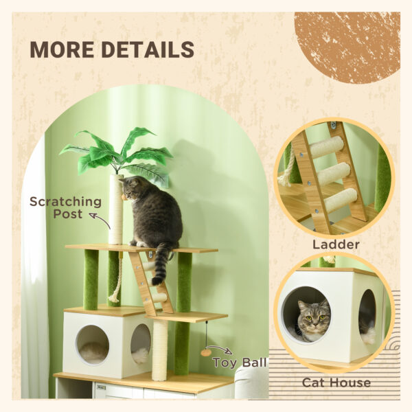 Multi‑platform cat tree with toy rope and sisal scratching posts