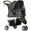 3 wheel pet stroller for small dogs grey