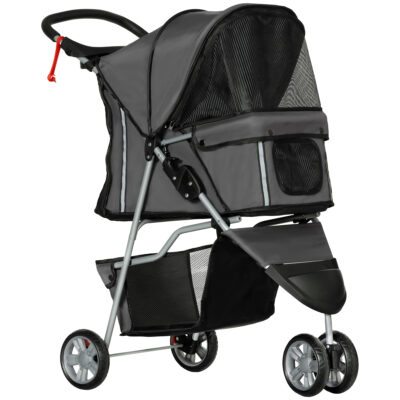 3 wheel pet stroller for small dogs grey