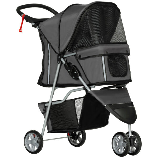 3 wheel pet stroller for small dogs grey