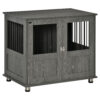 Dog Crate Furniture End Table Magnetic Door Grey