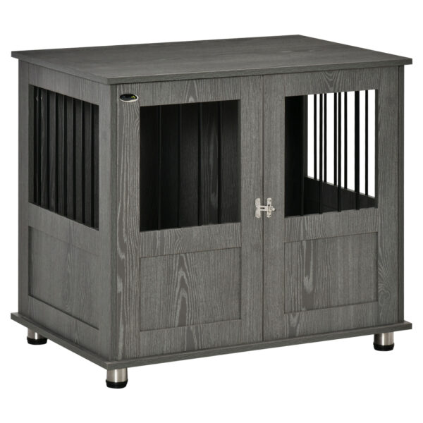 Dog Crate Furniture End Table Magnetic Door Grey