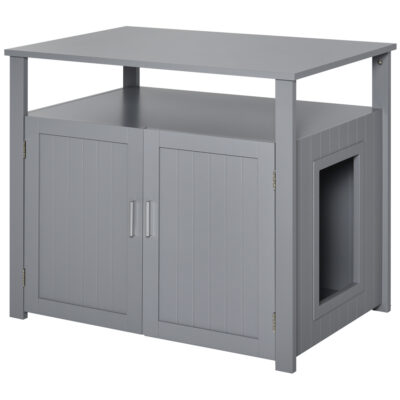 wooden cat litter box enclosure furniture grey