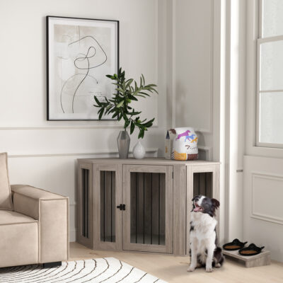 modern dog crate furniture with cushion