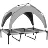 cooling elevated dog bed with canopy light grey