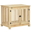 Wooden Dog Crate Furniture Double Door Natural